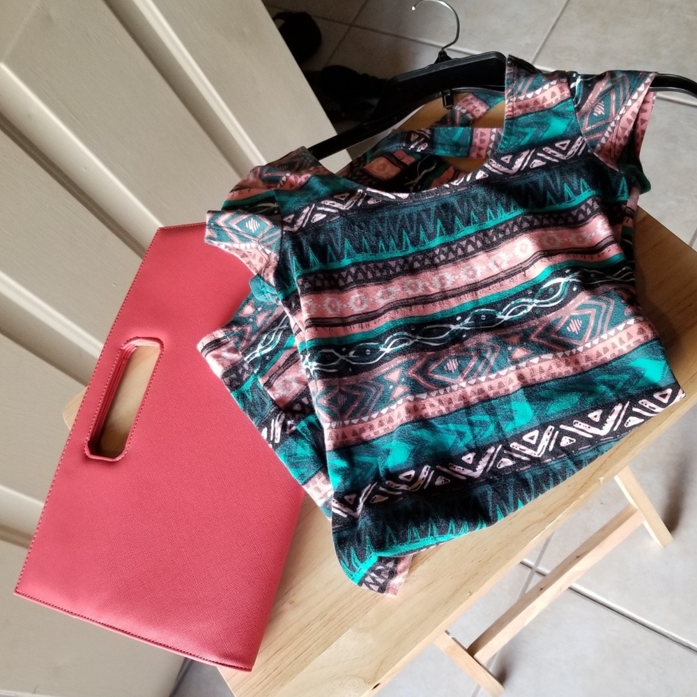 dress and Clutch bag multicolored pink coral